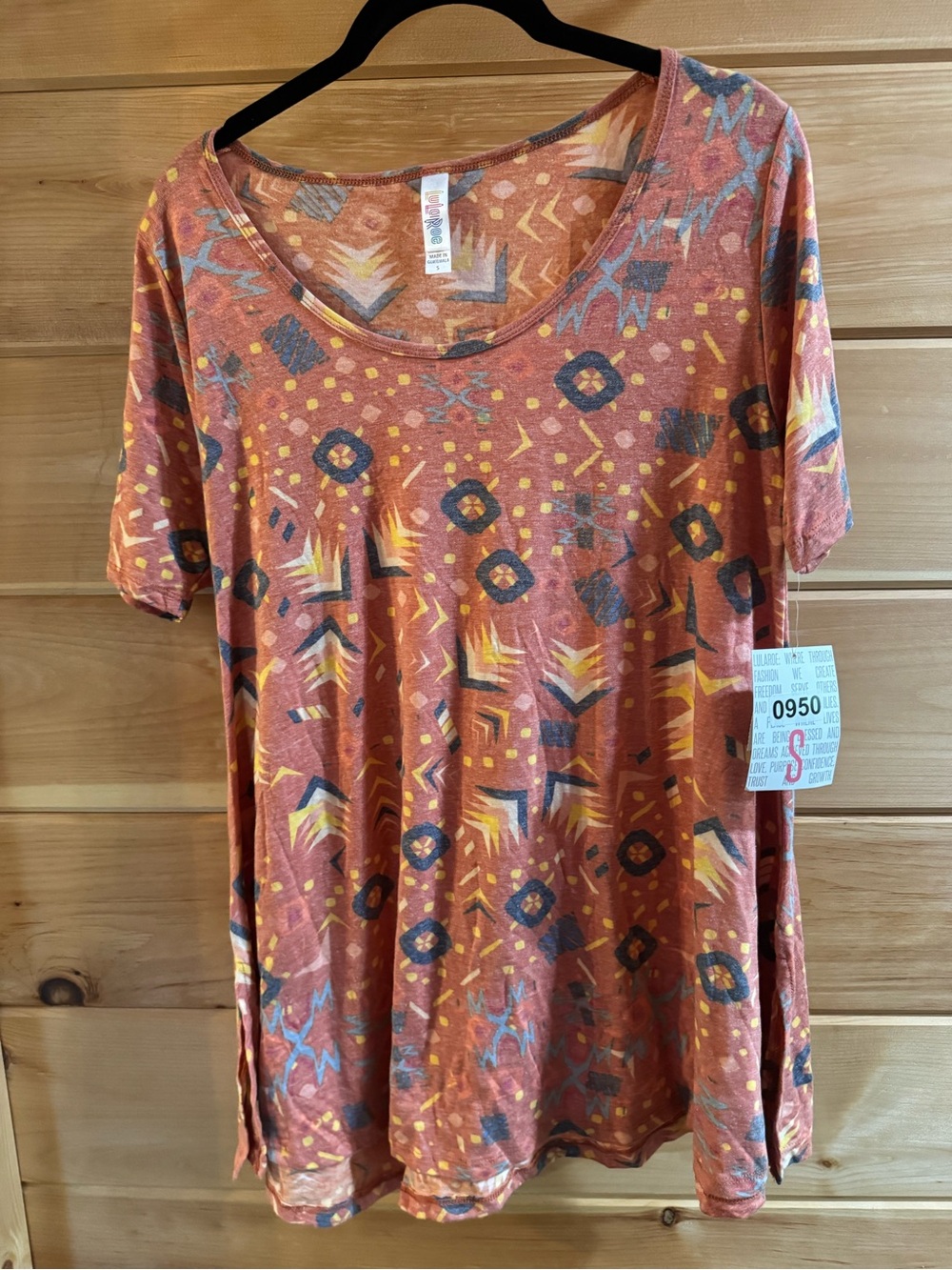 LuLaRoe Rust Orange Aztec Print Perfect Tee